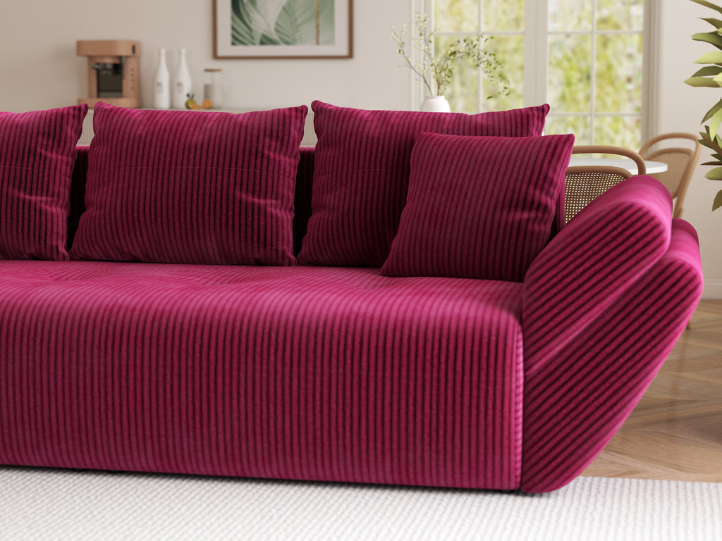 Canapea extensibilă dumonde cu ladă de depozitare si sezut confortabil din spuma high-density, Berlin Zoom Red 250x100 cm