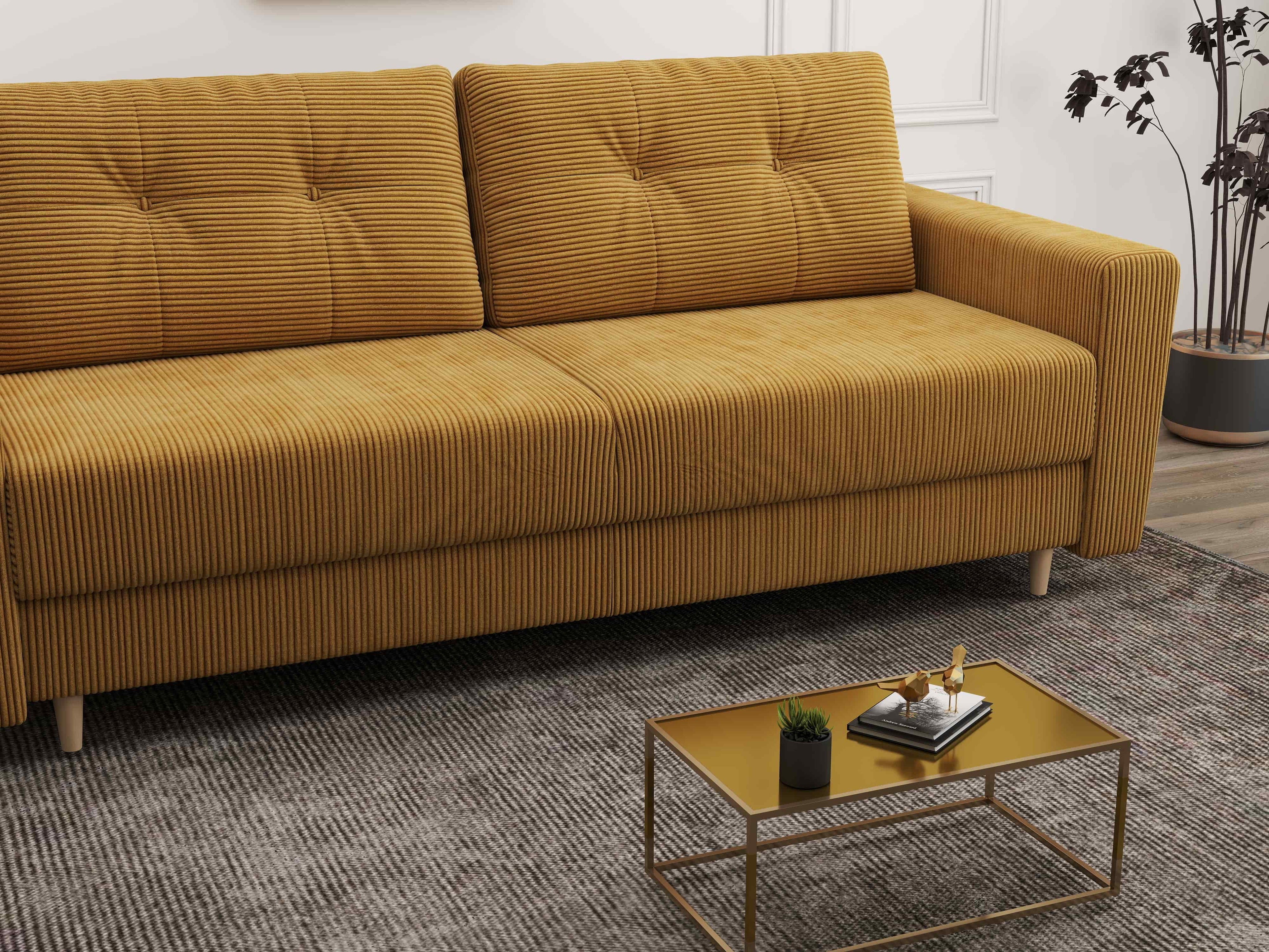 Canapea extensibilă dumonde cu ladă de depozitare si sezut confortabil din spuma high-density, Summer Zoom Mustar 225x100 cm
