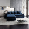 Colțar extensibil dumonde cu ladă de depozitare si sezut confortabil din spuma high-density, Verona Zoom Albastru 290x185 cm