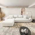 Colțar extensibil dumonde cu ladă de depozitare si sezut confortabil din spuma high-density, Berlin XL Zoom Crem 350x185 cm