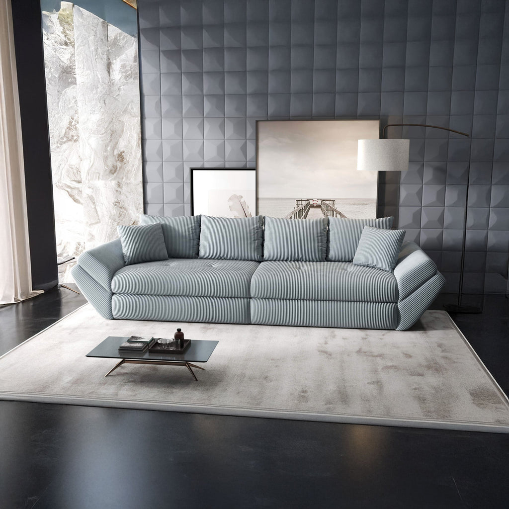 Canapea extensibilă dumonde cu ladă de depozitare si sezut confortabil din spuma high-density, Loana Zoom Gri 300x100 cm