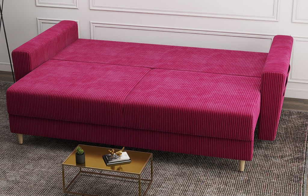 Canapea extensibilă dumonde cu ladă de depozitare si sezut confortabil din spuma high-density, Summer Zoom Rosu 225x100 cm